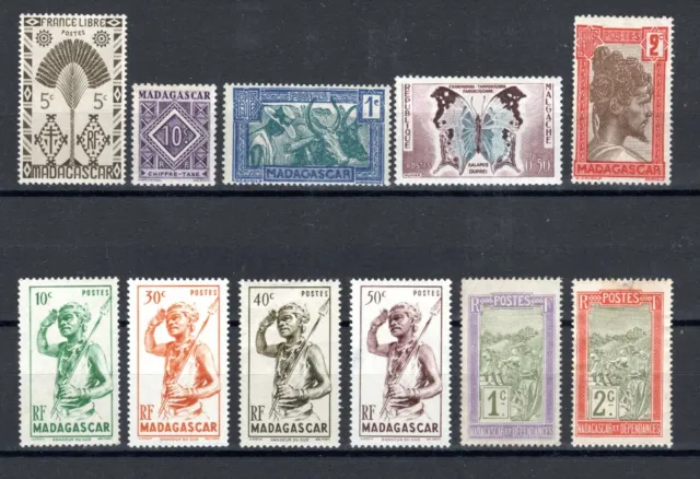 Alte Briefmarken Madagaskar ab 1908 ungebraucht teils mit Falz.