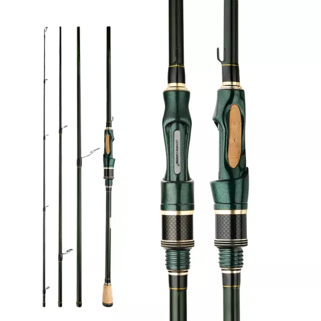 Spinning Casting Carbon Fishing Rod 4-5 Sections 1.8M/2.1M/2.4M Portable Travel