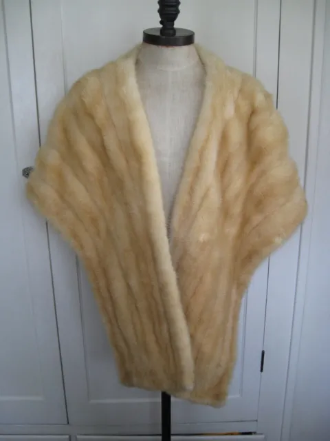 Real Palomino Mink Fur Stole, shawl shoulder wrap,