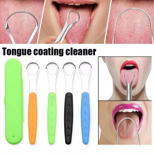 Stainless Steel Tongue Scraper Cleaner Bad Breath Oral Health Cleaning Metal #