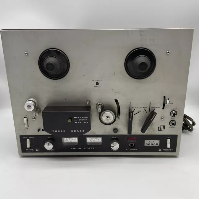 VINTAGE AKAI 3000D Reel To Reel Tape Recorder Player Solid State Three Head  $72.25 - PicClick