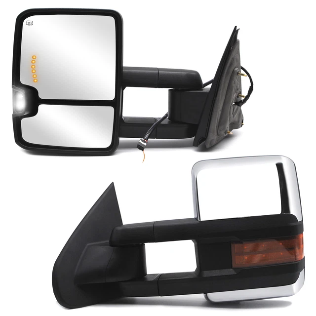 PAIR TOW MIRRORS Turn Signal Power For 1418 Chevy Silverado GMC Sierra