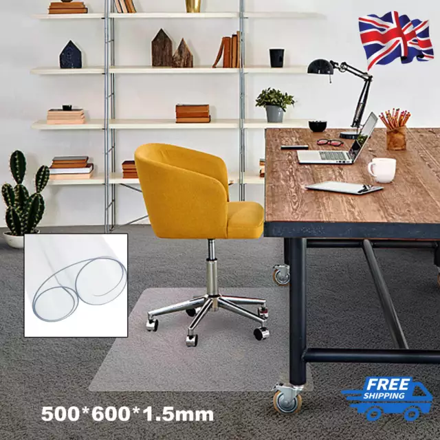 Non Slip Office Chair Desk Mat Floor Computer Carpet Protector PVC Plastic Clear
