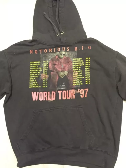 Notorious B.i.g Vintage World Tour 1997 Hooded Jumper Black Size Mens L/M