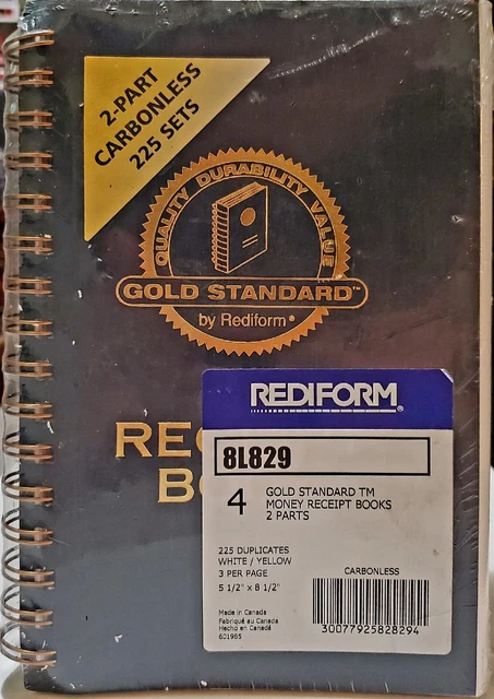 REDIFORM WIREBOUND GOLD STAND-RECEIPT BOOK,Two-Part Carbonless,225 Sets Set of 4