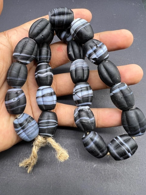 Extremely Amazing Old Ancient Sulaymaniyah Color Glass Antique Beads Strand 6