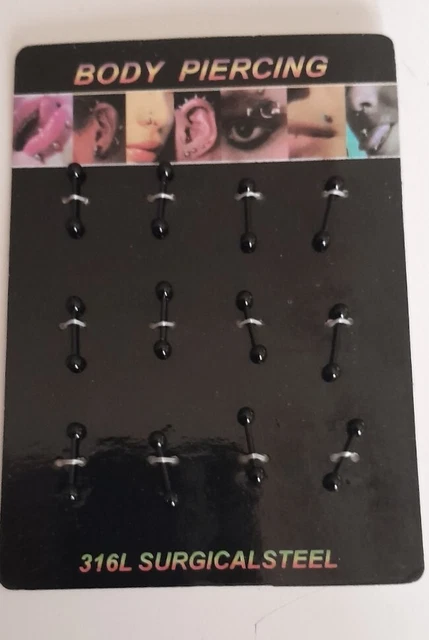 Lot De 4 Barbells Pour Piercing De Langue - Crâne Et Flamme - Acier Inox - Neuf