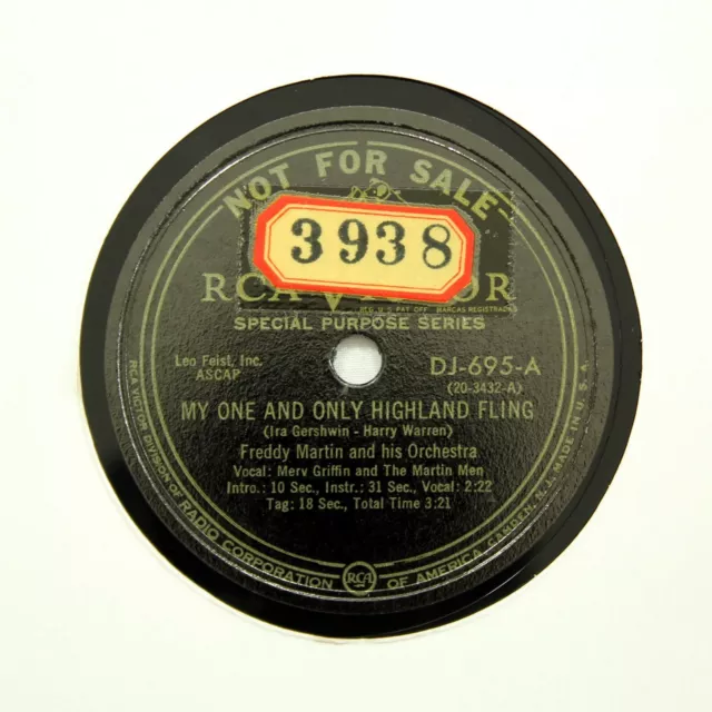 FREDDY MARTIN ORCHESTRA "My One And Only Highland Fling" VICTOR VINYL PROMO [78]