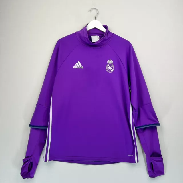Real Madrid Adidas Training Top Mens Large Purple 2016/2017 Track Long Sleeve