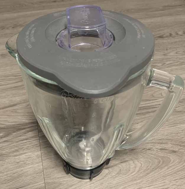 EUC Genuine Oster Blender Replacement Grey 6 CUP Glass Jar Lid and Base 148381