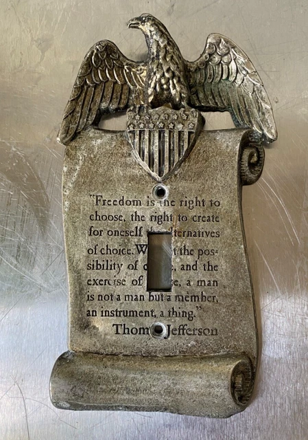 Vintage American Eagle Freedom Thomas Jefferson Brass Single Light Switch Cover