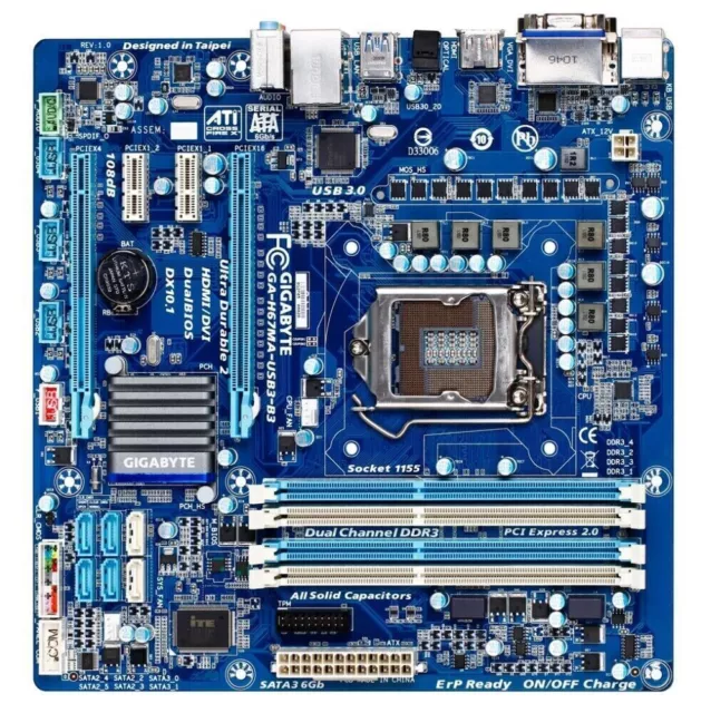 GIGABYTE GA-H67MA-USB3-B3 Motherboard Intel H67 LGA 1155 DDR3 M-ATX D-Sub Core