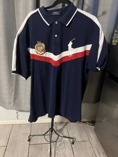 POLO RALPH LAUREN Size Xl Navy Blue USA Style Polo Style Shirt $1.00 ...