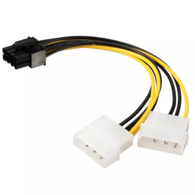 Dual Molex LP4 4 Pin to 8 Pin PCI-E Express Konverter Adapter Power Kabel Wire 3