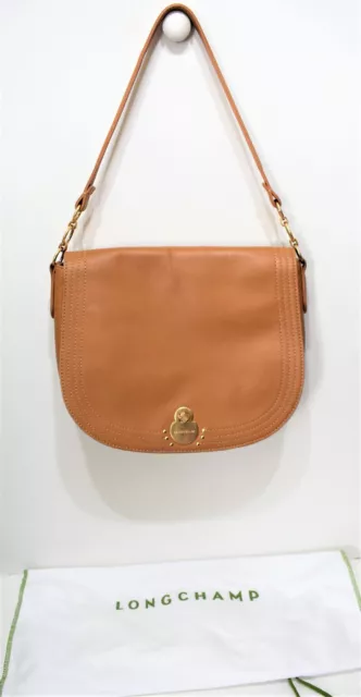 Longchamp, Sac porté épaule " Cavalcade ", en cuir camel
