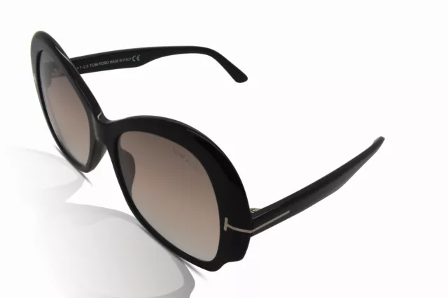 Tom Ford FT0874 Zelda Femmes Lunettes de Soleil 01G Noir Brillant / Marron