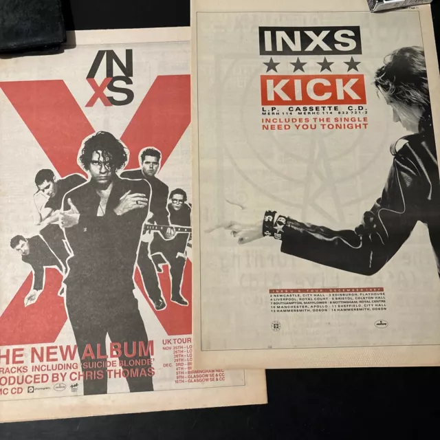 Inxs Kick Need You Tonight Poster Ads Uk Tour Dates 1987 Michael Hutchence Rare