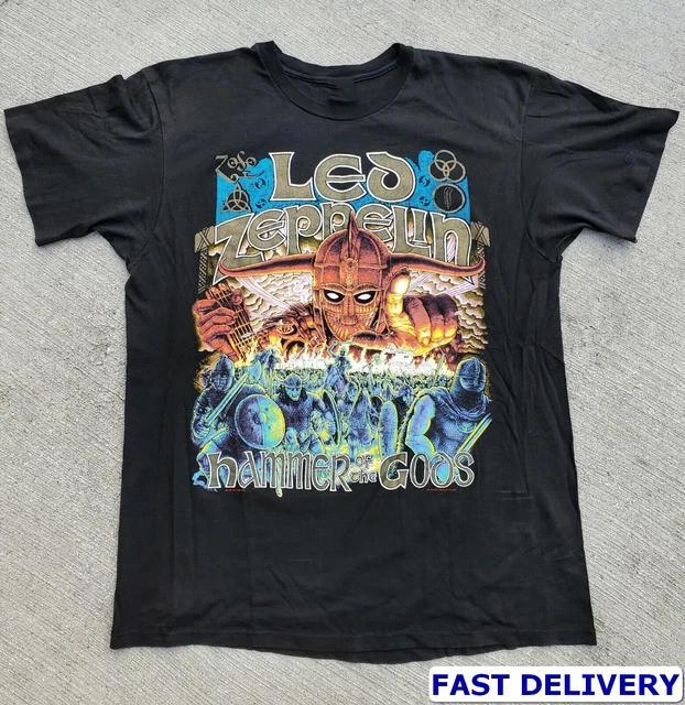 1990 Led Zeppelin Hammer Of The Gods Band Tee T-Shirt S-5XL Black Tee Cotton
