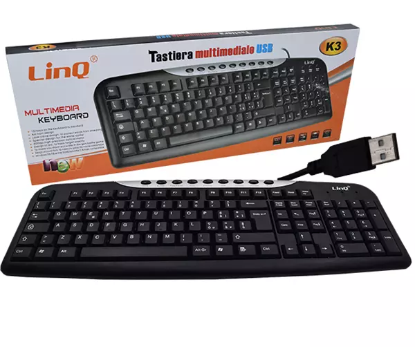 Clavier USB Multimédia Ordinateur Personnel Layout Italien Noir Linq K3