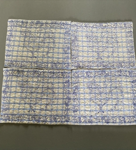 "Juego de Tela April Cornell 4 Plateles Campo Francés Gingham GALLO 13,5 X 16,5"""