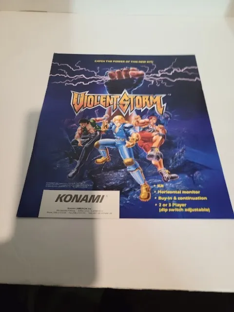 Flyer  KONAMI VIOLENT STORM Arcade Video Game advertisement original see pic