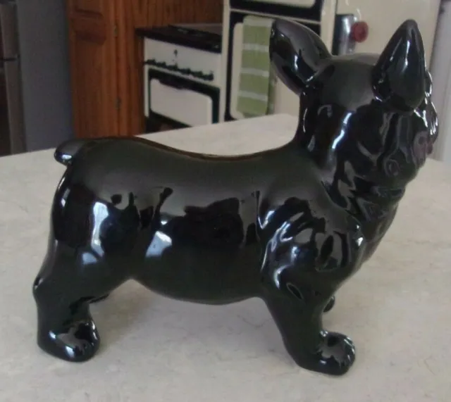Vtg Larger Ceramic Pottery Boston Terrier Dog Figurine 9" x 7" Statue Puppy Size 4