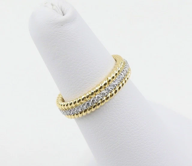 TIFFANY & CO. Schlumberger Rope TwoRow Diamond Ring Gold & PT Sz 5