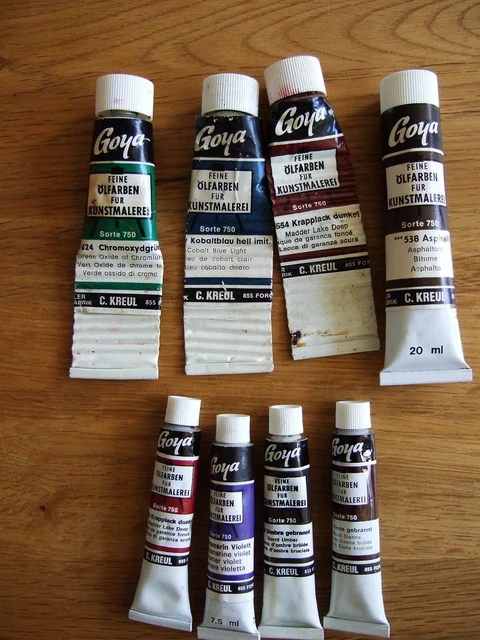 "Goya" Ältere 4x20ml + 4x7,5ml Goya Ölfarben mehrfabig, wie neu, z. Ausprobieren