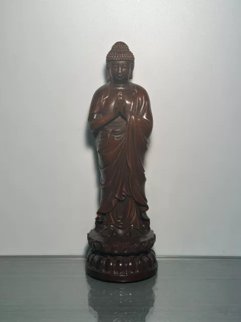 Vintage Wood Hand Carved Tathagata Buddha Statue Wooden Sculpture Decoration Art