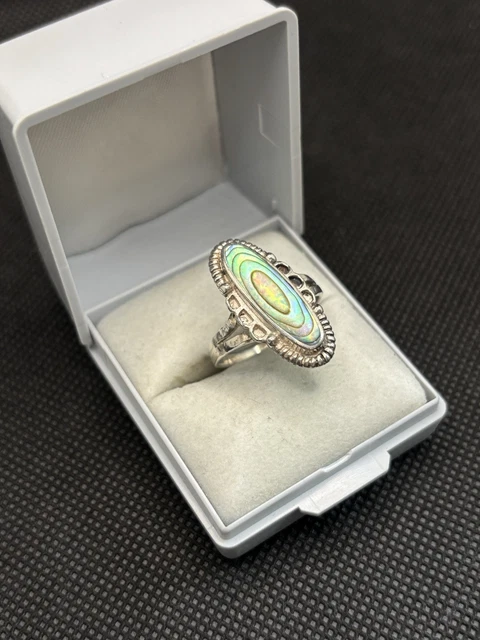 Bague Ancienne En Argent Massif 925 - Taille 57, Anneaux Larges, Style Beauté, Occasion En Bon état