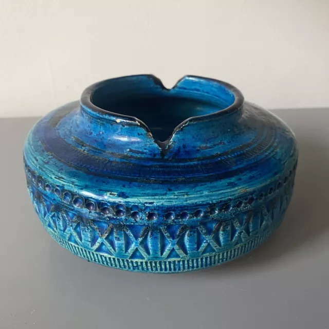 Vintage Rimini Blue Italian Pottery Ashtray by Aldo Londi for Bitossi