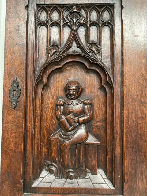 Stunning Gothic Revival Door panel Carved in oak
