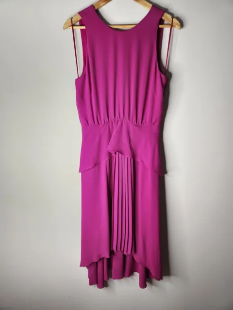 Cue Fit & Flare Dress Womens Size 10 Pink Sleeveless Pleated Front Zip Closure