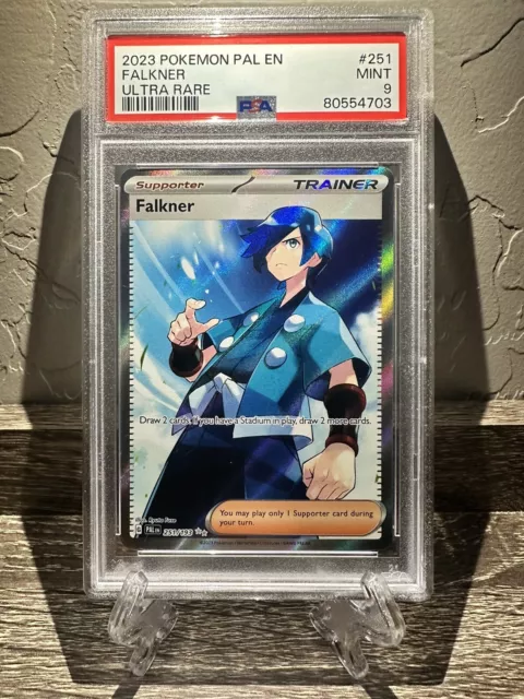 🔥Falkner 251 Full Art Trainer🔥 Pokemon TCG Paldea Evolved 💎 PSA 9 Mint 💎
