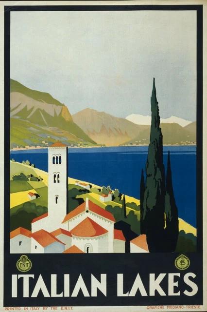 Italienische Seen Reisewerbung Vintage Retro-Stil Metallschild