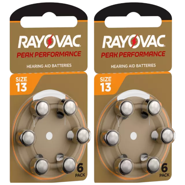 Rayovac PEAK 13 Size Hearing Aid batteries PR48 cells Zinc Air 1.45V 0% Mercury