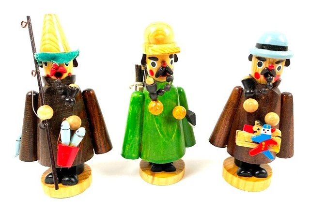3 Räuchermännchen Räuchermann Räucherfigur Rauchfigur Angler 10 cm Import