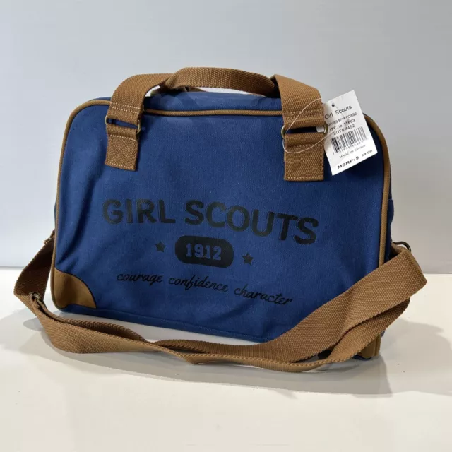 Girl Scout Canvas Blue Travel Overnight Duffel Bag Bowler Shoulder Strap