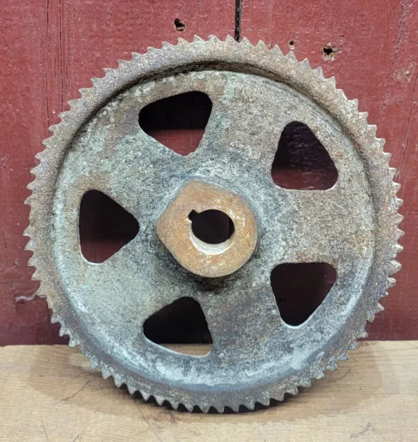 Antique Industrial Farm Steampunk Cast Iron Manure Spreader Cog Gear Vintage 9.5