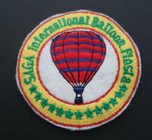 Fun vintage Saga International Balloon Fiesta hot air balloon embroidered patch