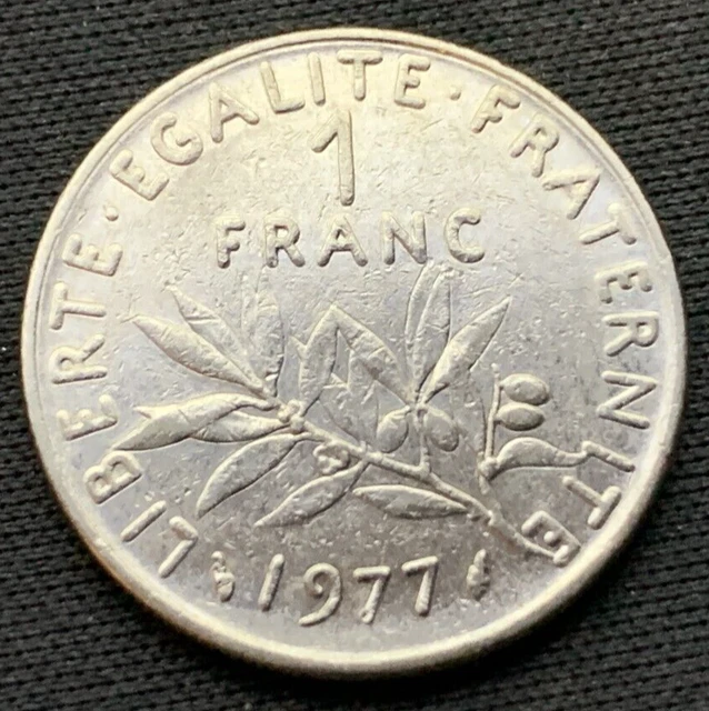 1977 France 1 Franc Coin AU  Better Condition World Coin    #B1459