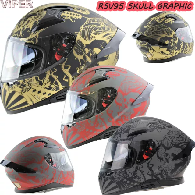 Caschi sportivi VIPER V95 SKULL Moto Full Face Crash Race Moto DVS