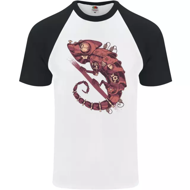 Steampunk Camaleon Iguana Reptiles Lagarto Hombre S/S Béisbol Camiseta