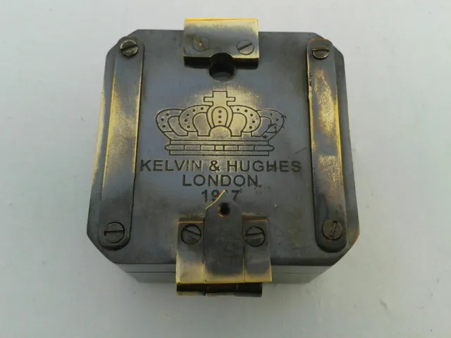 Compass Kelvin & Hughes Natural Sine Brunton 1917 Compass / Brass Mining Compass