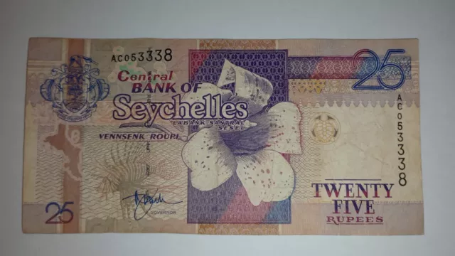 Seychelles 25 Rupees (1998-2000) Good Condition Circulated Banknote World Money