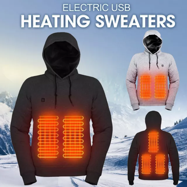 OUTDOOR ELECTRIC USB Heating Sweaters Hoodies Men Winter Warm Heated ...