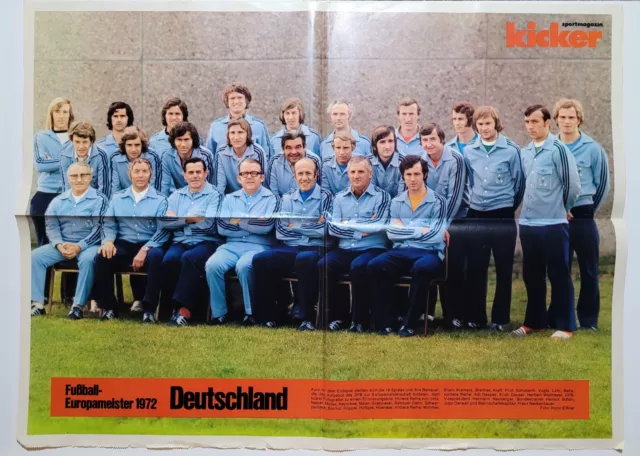 Kicker Poster Mannschaftsbild DFB Nationalmannschaft Europameister EM 1972