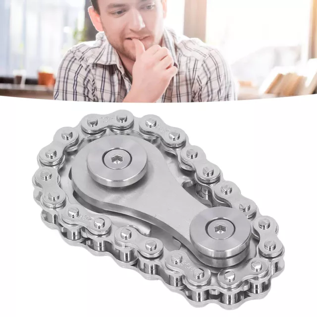 (Stainless Steel Color)Gear Chain Gyroscope Stainless Steel Detachable Finger BU