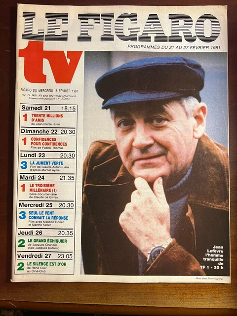 LE FIGARO TV Magazine 21/02/1981; Jean Lefèvre/ René Laënnec/ Animaux ...