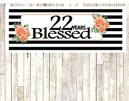 Number 22- 22nd Birthday Anniversary Party Blessed Years Wall Decoration Banner
